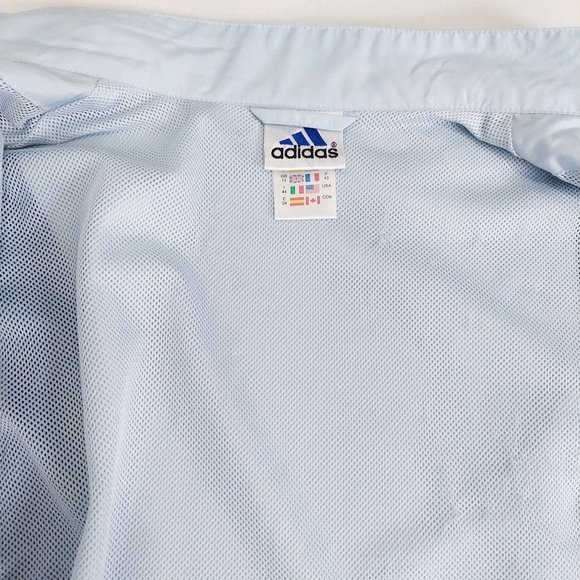 Adidas Athletic Jacket Size 44 Blue Aqua Womens Zip Up Three Stripes Pockets - Picture 9 of 16
